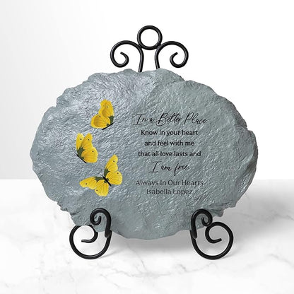 Let's Make Memories Personalized Sympathy Garden Stone - I Am Free - Condolence & Memorial Gift - Customize with Message -11" Lx6 Wx3 D