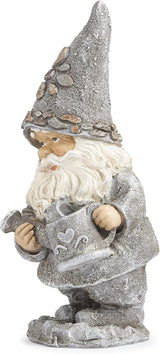 Roman Giftware Inc., Pudgy Pals Collection, Pebble Gnome with Kettle Statue, 14" H, Decorative, Garden Gift, Home Outdoor Decor, Durable, Long Lasting