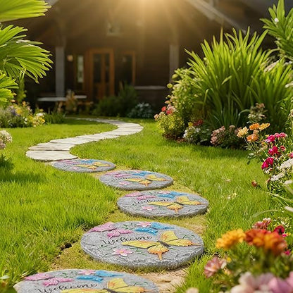 Butterfly Garden Stepping Stones Outdoor - Decorative Cement Pathway Pavers with 3D Butterfly Design Lawn Garden Décor Unique Gardening Gift for Grandma 0.75 * 10 * 10 Inch