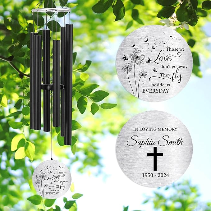 ASTARIN Personalized 30" Bereavement Wind Chimes for Outside, Memorial Gift in Remembrance of a Loved One, Sympathy Gift for Loss of Mother Father Husband, Garden Patio Decor