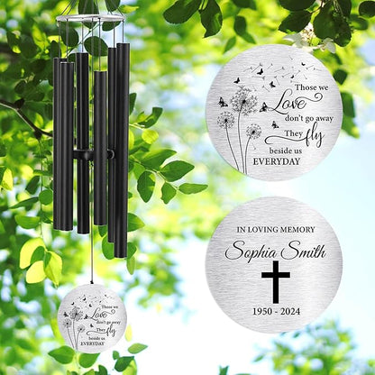 ASTARIN Personalized 30" Bereavement Wind Chimes for Outside, Memorial Gift in Remembrance of a Loved One, Sympathy Gift for Loss of Mother Father Husband, Garden Patio Decor