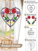 KY&BOSAM Heart Suncatcher Stained Glass Suncatchers in Loving Memory Memorial for Loss of Loved One Unique Sympathy Gift Real Pressed Dried Flower Bereavement Grief for Loss of Mom Grandma Decor