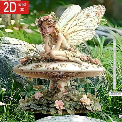 2D Flower Fairy Acrylic Garden Stake Decorative Yard Lawn Planter Outdoor Ornament (#15 Style)