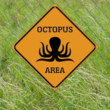 Octopus Area Xing Caution Crossing Sign Ocean Animal Aluminum Metal Sign Warning Sign Novelty Road Fence Yard Wall Decor For Indoor Outdoor Highway12x12in