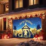 HOMETITUTE Christmas Garage Door Banner 13x6ft Holy Nativity Manger Scene Theme Backdrop Holiday Seasonal Decor Winter Door Cover Banners for Outside Garage Wall Covering for Party