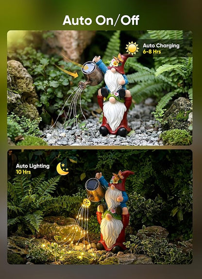 Brightown-Solar-Gnome-Garden-Decor-Statue with 36 LED Lights, Hand-Painted Resin, IP65 Waterproof Outdoor Decor for Patio, Lawn & Yard Decorations, Unique Mothers Day Gifts for Mom