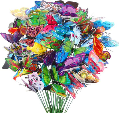 Augshy 75 Pcs Butterfly Garden Stakes - Party Decorations with Butterfly Designs for Garden Decor