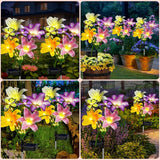 ostritec Solar Garden Lights Outdoor, 4 Pack Flower Lights for Outside, 16 Solar Lilies with Butterflies, Waterproof Garden Decor for Yard, Patio, Gifts for Women Mom (4 pcs Lilies)