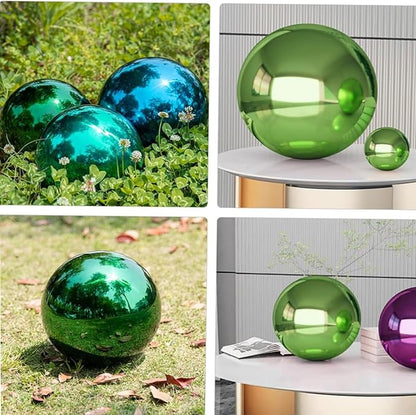 Stainless Steel Gazing Ball for Garden Decor | 4.72 Inch Mirror Reflective Hanging Ball for Outdoor Spaces | Metal Gazing Balls for Garden Decoration(Green)