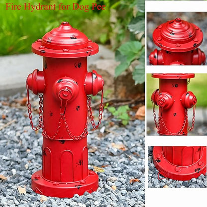 16" H Metal Fire Hydrant for Dogs to Pee On, Vintage Small Dog Fire Hydrant Pee Post for Outdoor Garden Decor