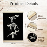 NQDWX Dinosaur Wood Poster Hanger - Dino Wall Decor for Kids Room, 12x17 Inch Rustic Wooden Hanging Sign, Dinosaur Banner, Unique Nursery Decor Gift for Boys & Girls. (134)