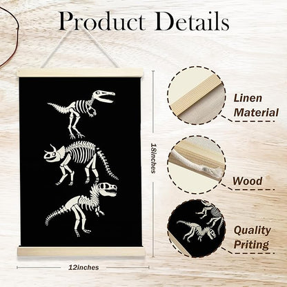 NQDWX Dinosaur Wood Poster Hanger - Dino Wall Decor for Kids Room, 12x17 Inch Rustic Wooden Hanging Sign, Dinosaur Banner, Unique Nursery Decor Gift for Boys & Girls. (134)