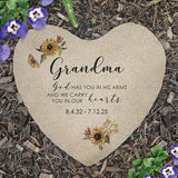 GiftsForYouNow Personalized Heart Memorial Garden Stone with Sunflowers – Custom Engraved Outdoor Tribute for Grandma with Name and Dates