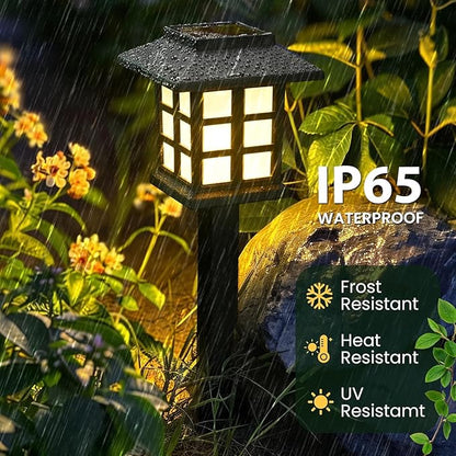 GIGALUMI Solar Outdoor Lights，10 Pack LED Solar Lights Outdoor Waterproof, Solar Walkway Lights Maintain 10 Hours of Lighting for Your Garden, Landscape, Path, Yard, Patio, Driveway
