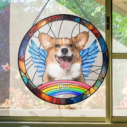 NAZENTI Custom Fur Memorial Suncatcher, Personalized Dog Breeds Suncatcher, Ornament Loss of Pet, Sympathy Gift for Loss of Pet Window Hangings, Dog Lovers Memorial Gift, Home Decor