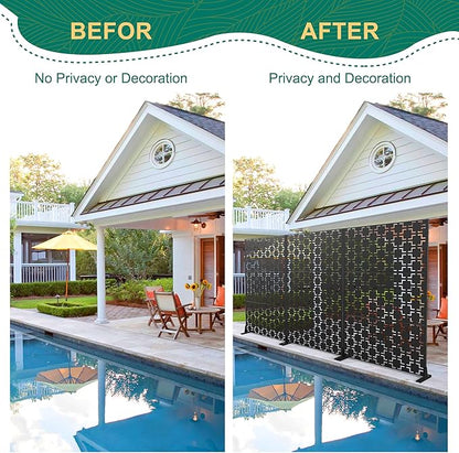 72" H×47" W Metal Privacy Screen Outdoor Privacy Screen Freestanding, Outdoor Privacy Screens and Panels for Patio Lawn Deck(Consists of 3 Panels)