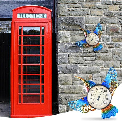 Thermometer Indoor Outdoor Patio Weather Thermometer Wall Hummingbird No Battery Required Hanging Decor Hygrometer