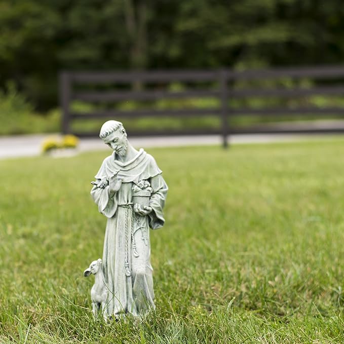 Joseph's Studio by Roman,18" H St. Francis with Fawn Garden Statue, Religious Outdoor Decor, Angel, Patron Saint