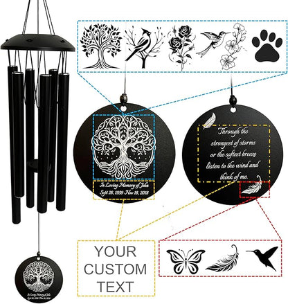 Personalized Tree of Life Wind Chimes - Deep Melody, Custom Engraving, Thoughtful Outdoor Gift