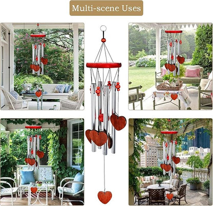 Memorial Wind Chimes Outside Loving Heart Sympathy Gifts for Loss of Loved One Passed Away Mother Mom Death of Father Dad Son Bereavement Remembrance Condolence Windchimes Outdoor