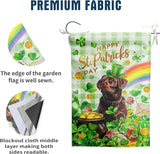 Chocolate Lab St Patricks Day Garden Flag Labrador Dog St Patrick's Day Yard Flags for Outside 12x18 Double Sided Buffalo Plaid Shamrock Flag Small Outdoor Rainbow St Patrick's Decor