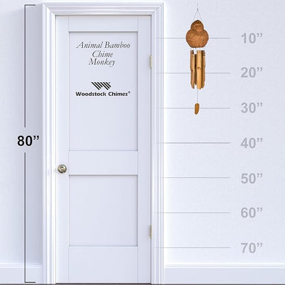 Woodstock Chimes Asli Arts Collection, Monkey Bamboo Chime, 32'' Bamboo Wind Chimes for Outdoor, Patio, Home or Garden Décor (CMO305)