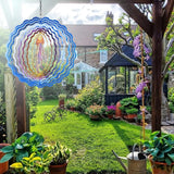 AITENISEN Jellyfish Wind Spinners, 12 inch 3D Stainless Steel Hanging Wind Spinner, Kinetic Sculpture, Blue, Marine Life, Garden Decor