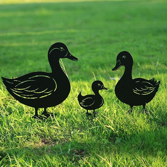 WACLSTDAY Duck Metal Decorative Garden Stakes Duck Gifts for Women/Men,Black Ducks Silhouette Statues for Garden Decor, Yard Art, Lawn, Pathway, Patio,Outdoor