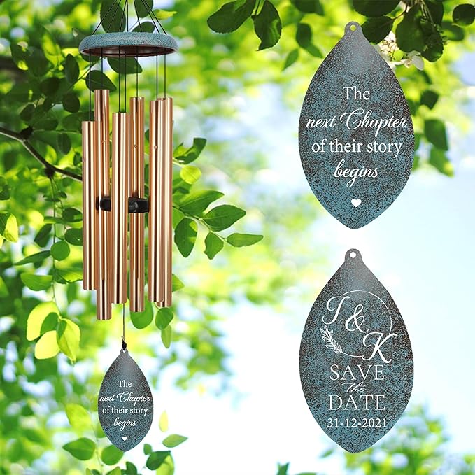 ASTARIN Wedding Gifts Wind Chime, Personalized Names & Date Wind Chimes Gifts for Couple 2024, Wedding Gift for Newlywed Bride Groom, Engagement Gift Valentine’s Day Anniversary(Produced in USA)