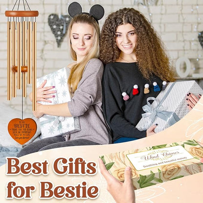 Bestie Gifts for Women, Best Friend Wind Chimes, Friendship Bestie Happy Birthday Gift for Women, Graduation Thanksgiving Presents for Friends Female BFF