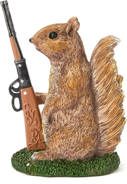 Garden Squirrel Guard Statue, Soldier Gnome - Woodland Friend Garden Decor Statues, Animal Gnome Statues, Waterproof Figure Indoor & Outdoor Lawn Squirrels Ornament Funny Decoration Gifts 6.7" H Gift