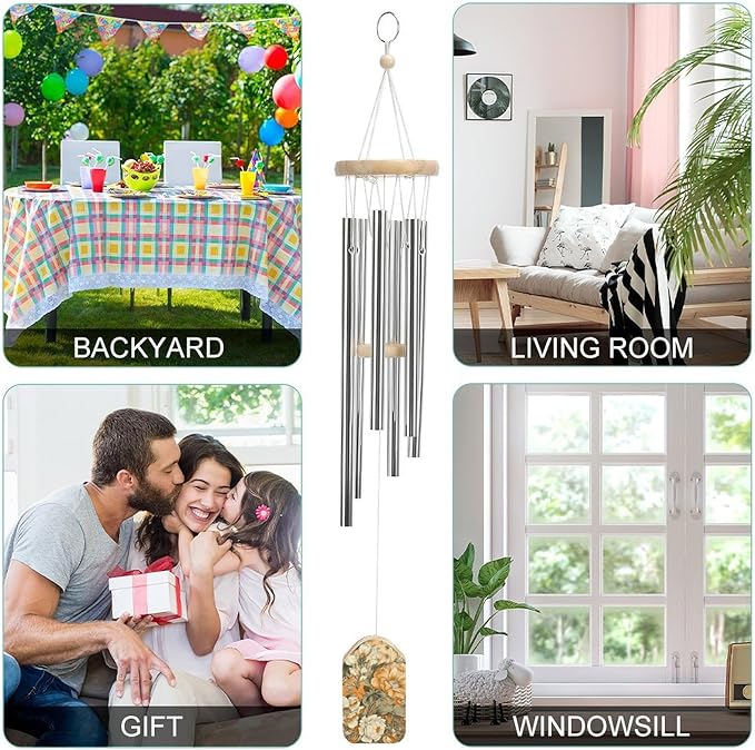 Wind Chimes for Outside,Many Flowers Bloomed Printed Cute Aluminium Windchimes Outdoors,Soothing Melodic Memorial Wind Chime for House Porch Patio Garden Balcony Decor