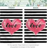 Love Heart Garden Flag Valentines Day Strips Yard Flag Outside Double Sided Anniversary Wedding Burlap Garden Flags Pink Love House Banner for Outdoor Valentine Decor 12x18 Inch