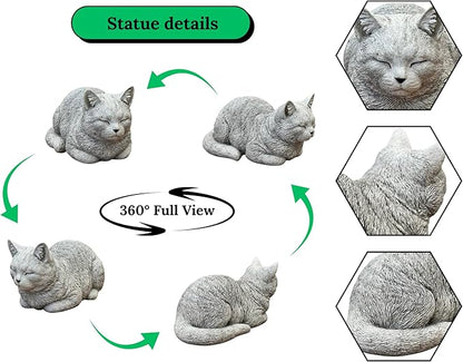 Garden Cat Statue Concrete Pet Memorial Gift Outdoor Sculpture Crouching Kitty Yard Figure Sympathy Gift for Pet Lovers Patio Ornament Cement Kitten Statuary