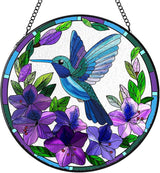 Stained Glass Suncatchers Window Hanging, Hummingbird Sun Catchers Indoor Window Stained Glass Hanging Garden Decor, Birthday Gift for Mom Grandma Aunt Sister Bestie 7.8 in