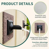 PONDO 2'' Round Water Fountain Spout, 316 Stainless Steel Spillway Waterfall Accent Scupper Feature with Integrated Spray Baffle for Landscape Decor, Garden Pond, Pool, Water Wall, Fountain (Black)