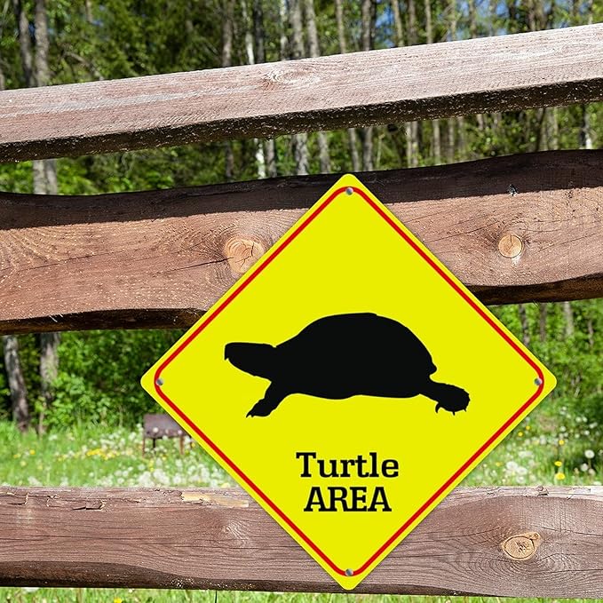 Sea Turtle Crossing Sign Caution Sea TurtleXing Sign Street Sign Wildlife Novelty Road Fence Wall Decor Warning Metal Tin Sign For Indoor Outdoor 12x12in