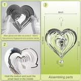 HOOSUN Metal Wind Spinners Outdoor for Yard and Garden Decor,Reflective Bird Deterrents for Outside Windows Patio Porch,Stainless Steel 3D Hanging Heart Wind Spinners Gifts for Mom Women