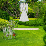 E-view Metal Angel Garden Stakes Antiqued Decorative Angel Stake with Heart - Outdoor Iron Lawn Art Yard Sign Patio Backyard Decor (1 Piece)