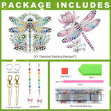 MVVMTOP 2pcs Diamond Art Painting Wind Chime with Crystal Pendant, DIY Dragonfly Double-Sided Design Special Shape Acrylic Crystal Diamond Art Ornament, Home Window Garden Hanging Pendant Decoration