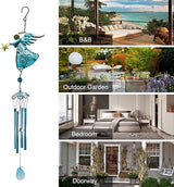 MrMrKura Angel Wind Chimes, 31.5” Angel Metal Wind Chimes for Outside with Metal Tubes & S Hook for Home Garden Decoration Christmas Decoration Hanging Ornament Wind Bell Gifts for Mom (Blue)