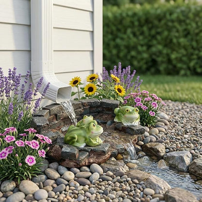 Brick Frog Statue Splash Block Gutter Downspout Garden Decor, Larger Gutter Downspout Splash Block Extensions Ornament Rain Concrete Resin Animals Diverter Accessory, Outdoor Decor Gift (13.8In)