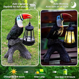 Spring Toucan Garden Statues Decor, Solar Waterproof 9.5" Colorful Tropical Bird Sculpture with LED Lights Funny Garden Outdoor Exotic Bird Sculpture Decoration for Lawn Porch Yard Patio Tiki Bar
