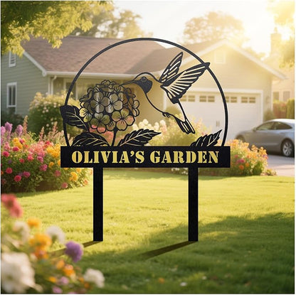 Startop Custom Metal Garden Sign with Stake: Personalized Outdoor Garden Decor - Durable Weatherproof Laser Cut Steel Yard Sign - Rustic Farmhouse Family Name Art for Lawn Patio Balcony & Farm A001