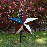 Morning View American Flag Garden Stake Patriotic Decor Metal Star US Flag Yard Sign Bar Star Outdoor Lawn Art Ornament 4th of July Memorial Day Veterans Day Independence Day 12 Inches Tall