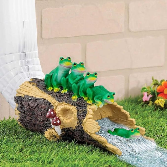 Frogs Statue Gutter Downspout Extensions, Rain Gutter Downspout Splash Block Extender Cover Garden Yard Sculpture Decorative, 3" × 4" Downspouts
