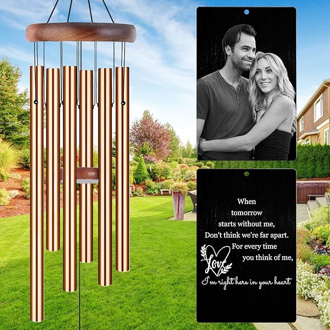 Personalized Wind Chimes Memorial Engraved Gift,Custom Sympathy Wind Chime for Loss of Loved One,Customized Mother Father Dog Pet Family Remembrance Bereavement Gifts