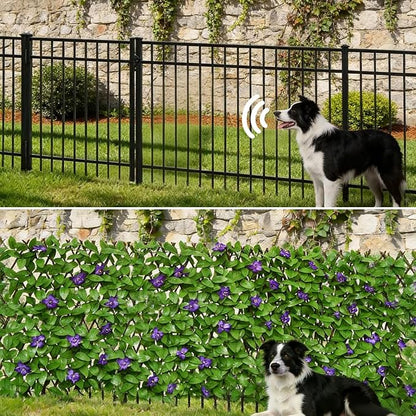 Expandable Privacy Screen with Artificial Flower for Balcony Patio Fence Greenery Privacy Fence Outdoor Purple Flowers 2pcs