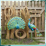 Frienda 2 Pack Peacock Statues for Garden Decor Yard Metal Sculpture Art Large Birds Animal Peacock for Outdoor Garden Patio Yard Backyard Home Decoration Housewarming Gift for Women Mom Grandma