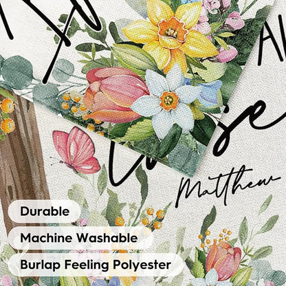 AVOIN colorlife Spring Floral Garden Flag 12x18 Inch Double Sided Outside, Eucalyptus Flowers Seasonal Cross Yard Outdoor Flag